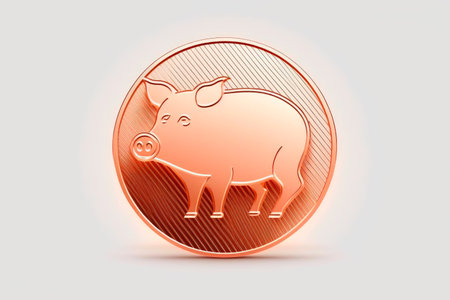 Coin with piggy icon inside. Generative AIの素材