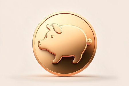 Coin with piggy icon inside. Generative AIの素材