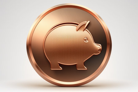 Coin with piggy icon inside. Generative AIの素材