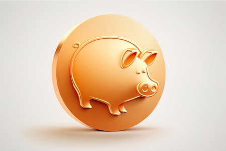 Coin with piggy icon inside. Generative AIの素材