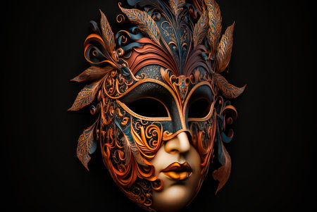 Colorful Venetian Carnival Mask. Generative AIの素材