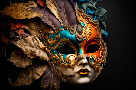 Colorful Venetian Carnival Mask. Generative AIの素材