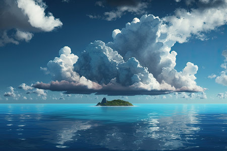 Island paradise in the middle of the ocean. Generative AIの素材