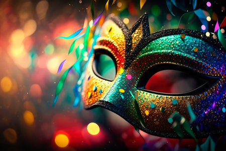 Colorful Venetian Carnival Mask. Generative AIの素材