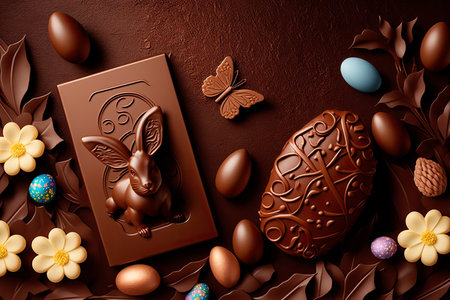 Easter chocolate figures. Generative AIの素材
