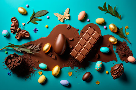 Easter chocolate figures. Generative AIの素材