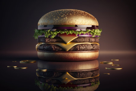 Delicious burger with tomato, lettuce and cheese. Generative AIの素材