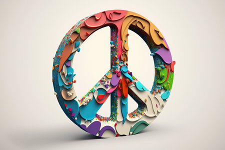 Peace symbol. 3D rendering. Generative AIの素材