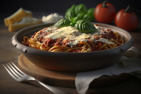 Delicious freshly prepared Italian pasta dish. Generative AIの素材