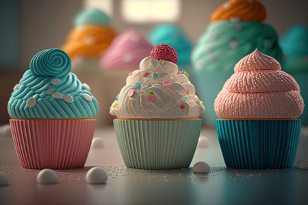 Delicious colorful cupcakes. Generative AIの素材