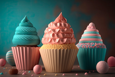 Delicious colorful cupcakes. Generative AIの素材