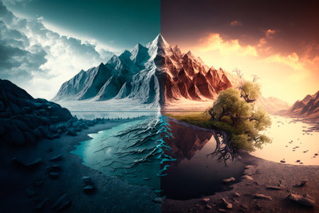 Concept of climate change and environmental destruction. Generative AIの素材