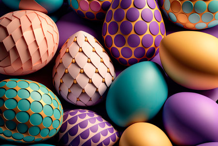 Easter eggs pattern. Generative AIの素材
