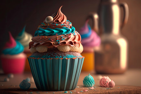 Delicious colorful cupcakes. Generative AIの素材