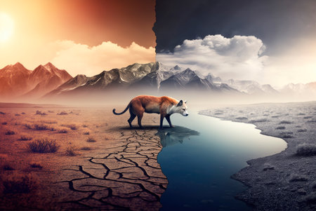 Concept of climate change and environmental destruction. Generative AIの素材