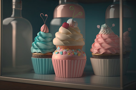 Delicious colorful cupcakes. Generative AIの素材