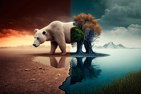 Concept of climate change and environmental destruction. Generative AIの素材