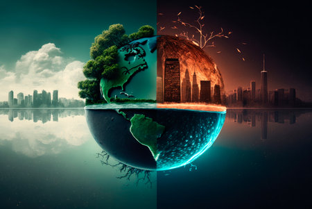 Concept of climate change and environmental destruction. Generative AIの素材