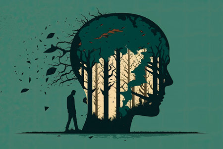 Abstract concept of mental health. Generative AIの素材