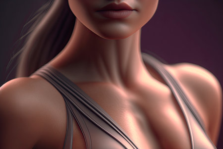 Bust and shoulders of a beautiful young woman. Skincare concept. Generative AIの素材
