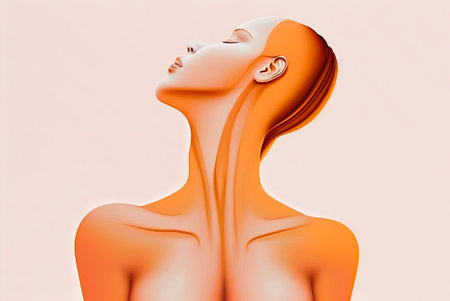 Bust and shoulders of a beautiful young woman. Skincare concept. Generative AIの素材