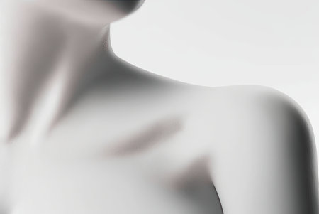 Bust and shoulders of a beautiful young woman. Skincare concept. Generative AIの素材