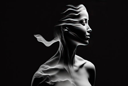 Illustration of a beautiful young woman. Beauty and skin care concepts. Generative AIの素材