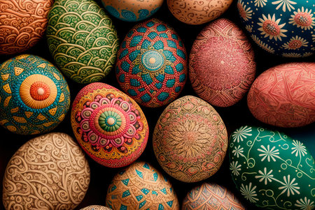 Easter eggs pattern. Generative AIの素材