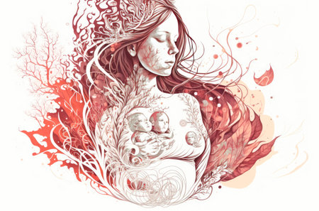 Representative illustration of motherhood concept. Generative AIの素材