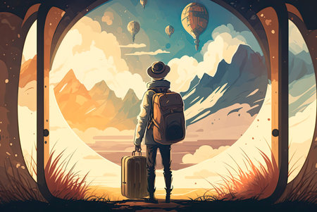 Wonderlust concept. Generative AIの素材