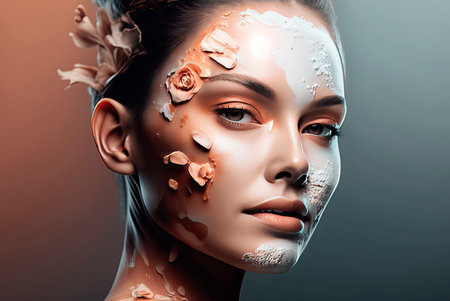 Portrait of a beautiful young woman. Beauty and skin care concepts. Generative AIの素材