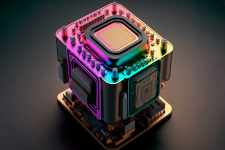 Futuristic central processing unit. Generative AIの素材