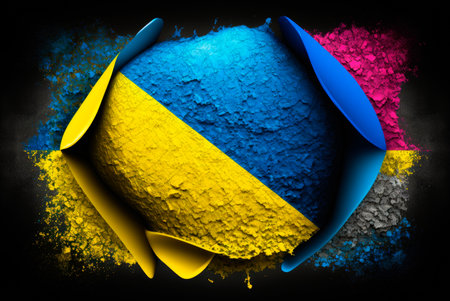 Flag of Ukraine. Ukrainian flag. Generative AIの素材