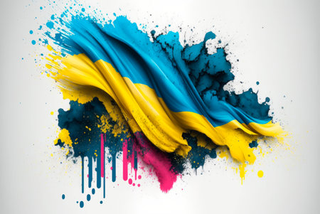 Flag of Ukraine. Ukrainian flag. Generative AIの素材