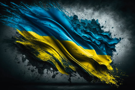Flag of Ukraine. Ukrainian flag. Generative AIの素材