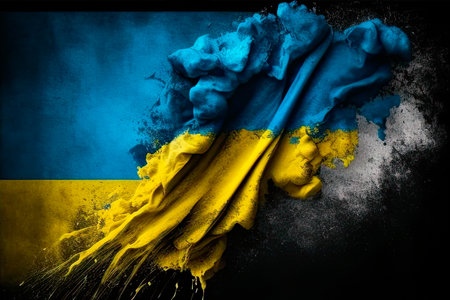 Flag of Ukraine. Ukrainian flag. Generative AIの素材