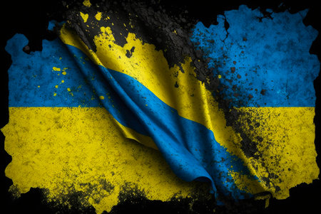 Flag of Ukraine. Ukrainian flag. Generative AIの素材