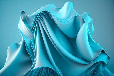 Light blue silk folded drapery with layers background. Generative AIの素材