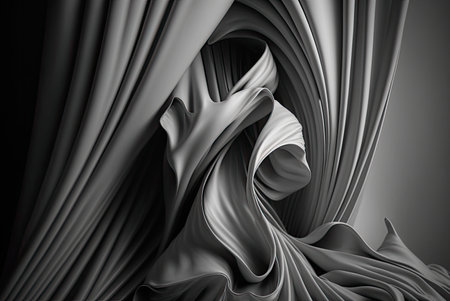 Gray silk folded drapery with layers background. Generative AIの素材