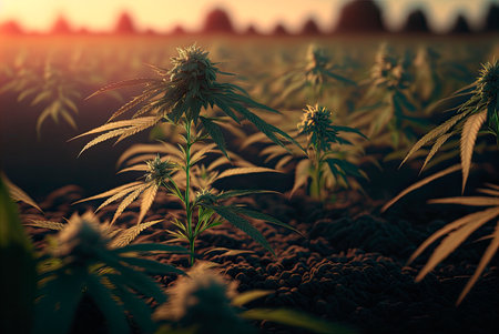 Cannabis outdoor planting. Generative AIの素材