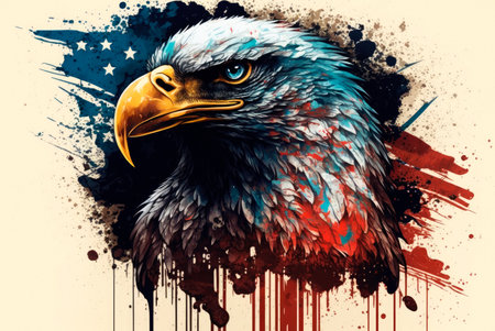 Bald eagle on usa flag. Generative AIの素材