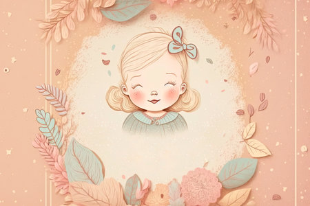 Baby shower greeting card. Girl. Generative AIの素材