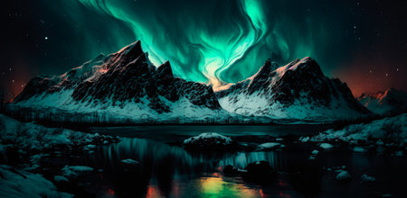 Photo pour Northern Lights Landscape. Aurora borealis. Generative AI - image libre de droit