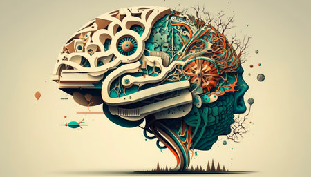 Representative illustration of human brain. Intelligence concept. Generative AIの素材