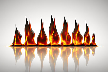 Flames of fire isolated on white background. Generative AIの素材