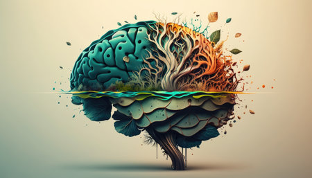 Representative illustration of human brain. Intelligence concept. Generative AIの素材