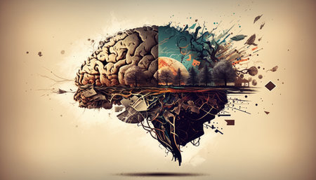 Representative illustration of human brain. Intelligence concept. Generative AIの素材