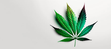 Cannabis leaves isolated on white background. Generative AIの素材