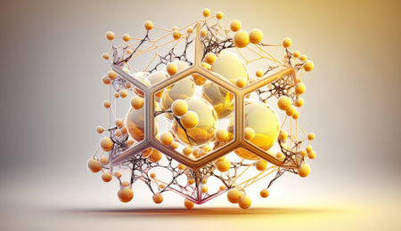 3d illustration of a molecular structure on a smooth background. Generative AIの素材