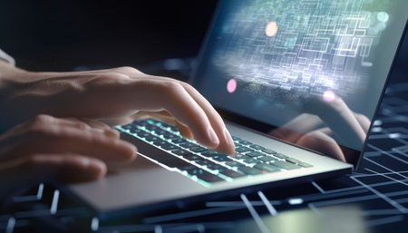 Businessman using a laptop computer. Generative AIの素材
